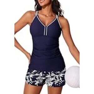 Summer Mae Womens Tankini Set Two Piece Maternity Swimsuit Size 14